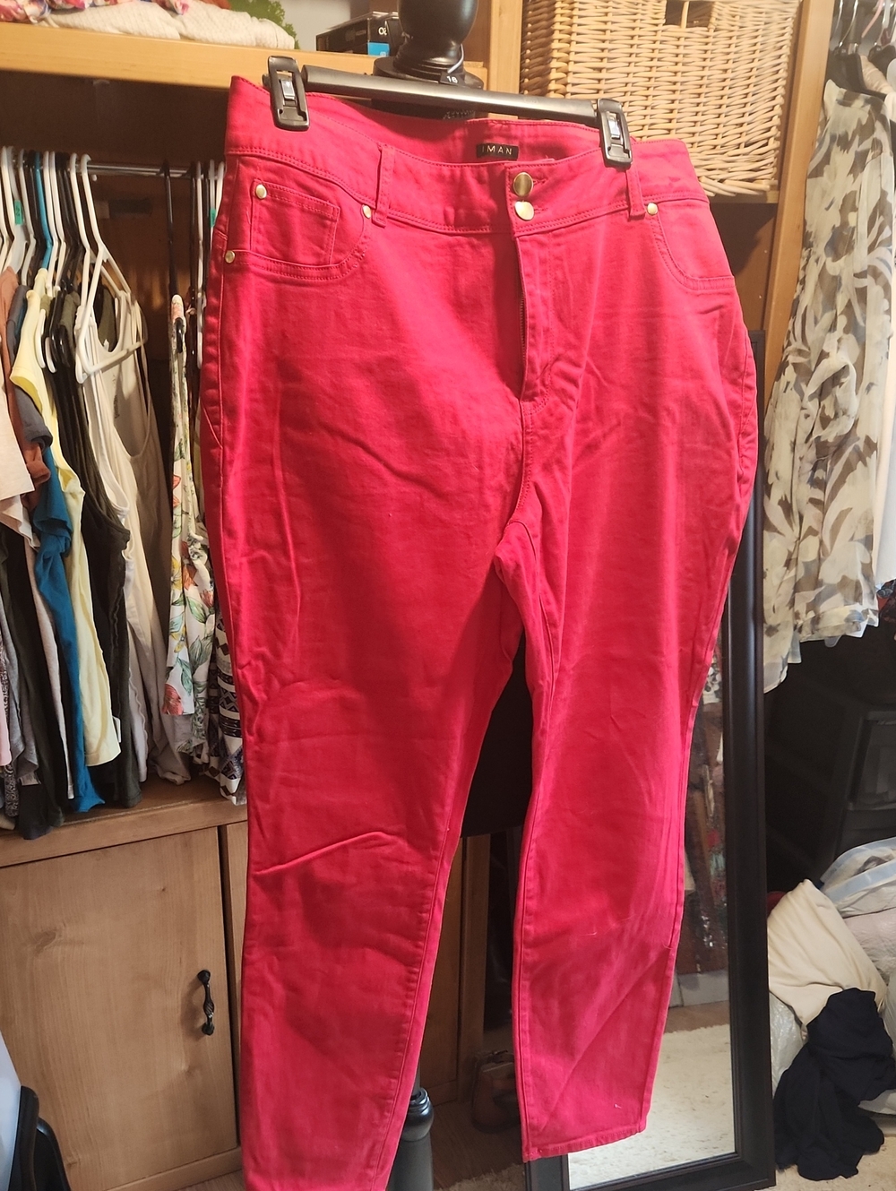 IMAN Red Jeans with Gold Accents